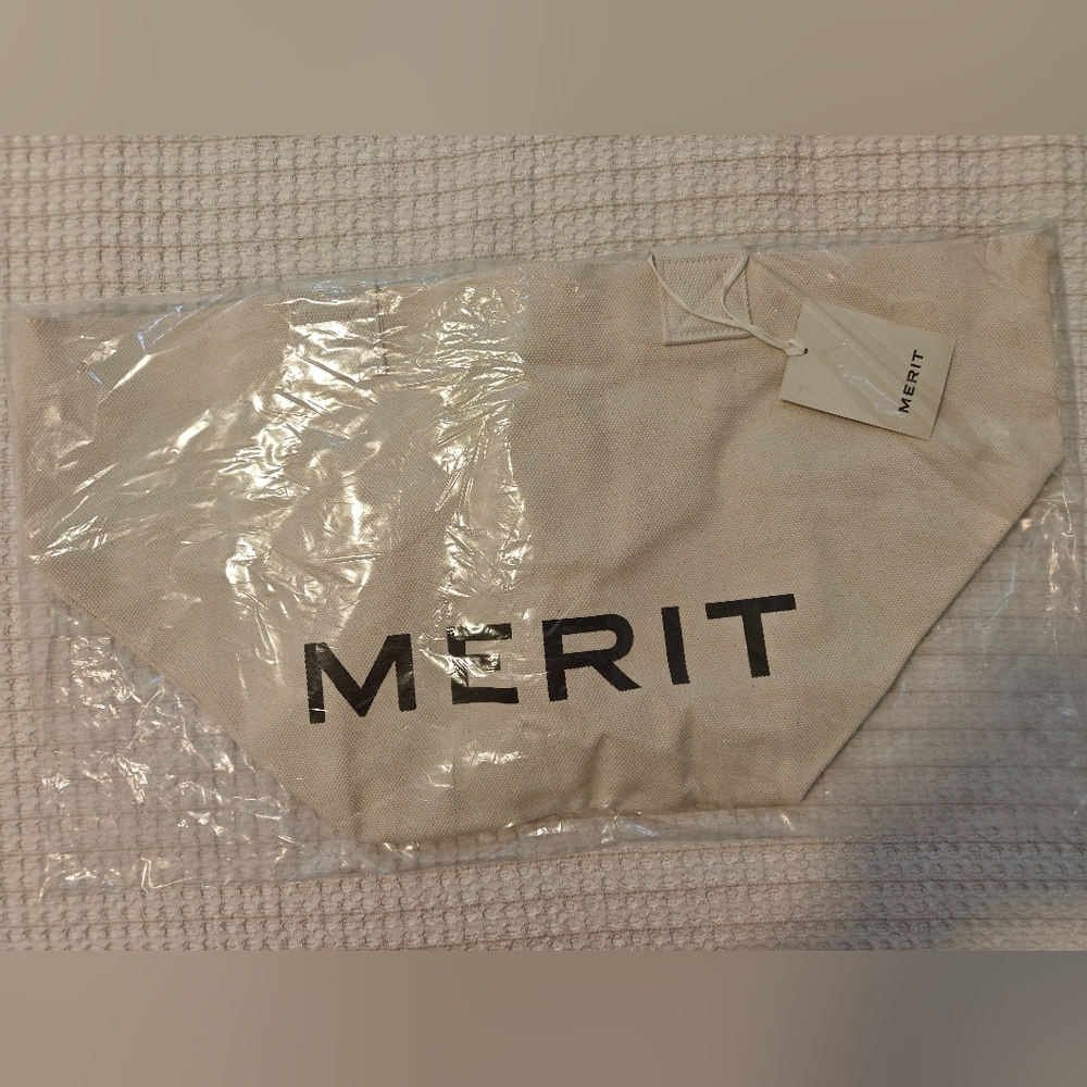 MERIT Beauty Canvas Tote Bag in Natural NWT